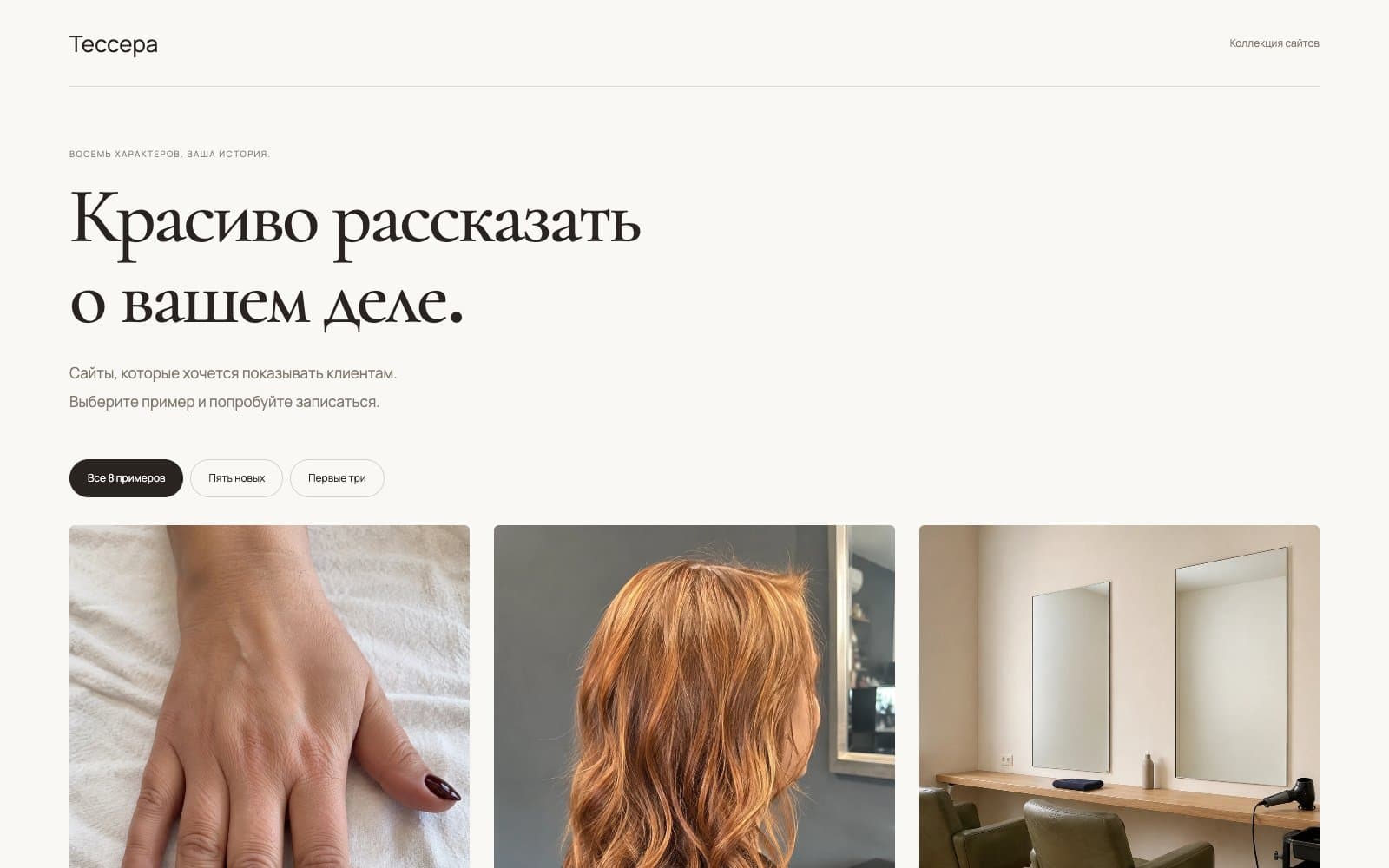Скриншот сайта vatessera.ru/primery-saitov